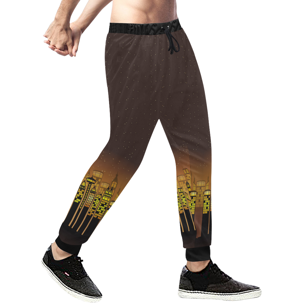 Night In The City Men's All Over Print Sweatpants (Model L11)
