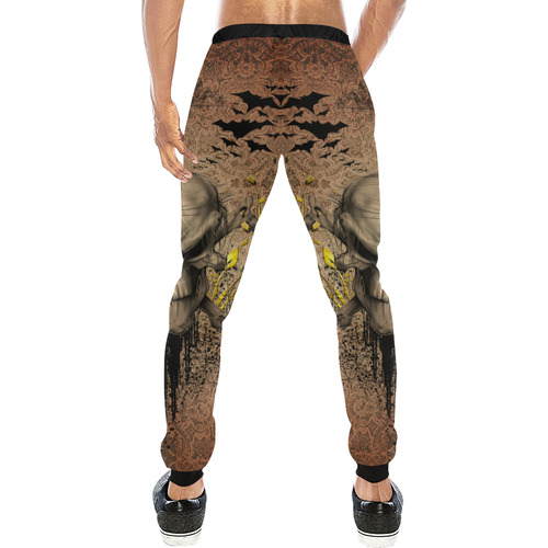 The scary skull with crow Men's All Over Print Sweatpants (Model L11)
