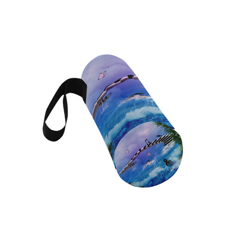 Music, piano on the beach Neoprene Water Bottle Pouch/Large