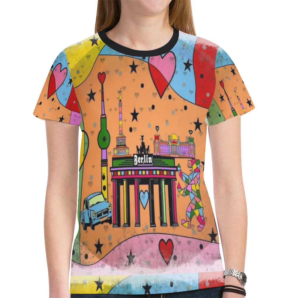 Berlin Popart by Nico Bielow New All Over Print T-shirt for Women (Model T45)
