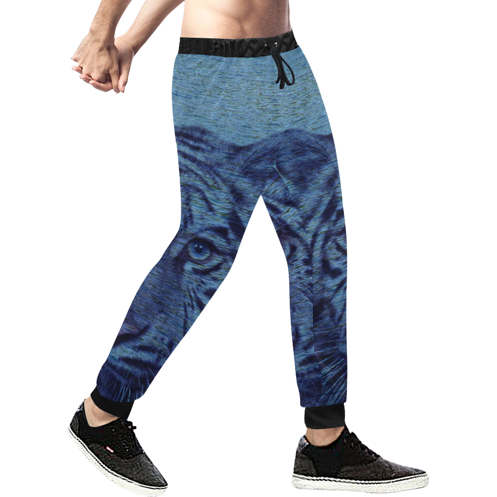 Tiger and Water Men's All Over Print Sweatpants (Model L11)