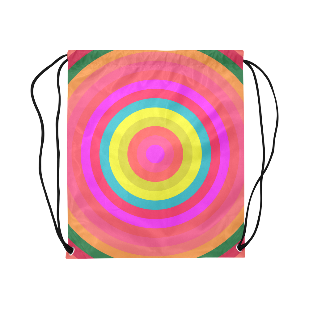 Pink Retro Radial Pattern Large Drawstring Bag Model 1604 (Twin Sides)  16.5"(W) * 19.3"(H)