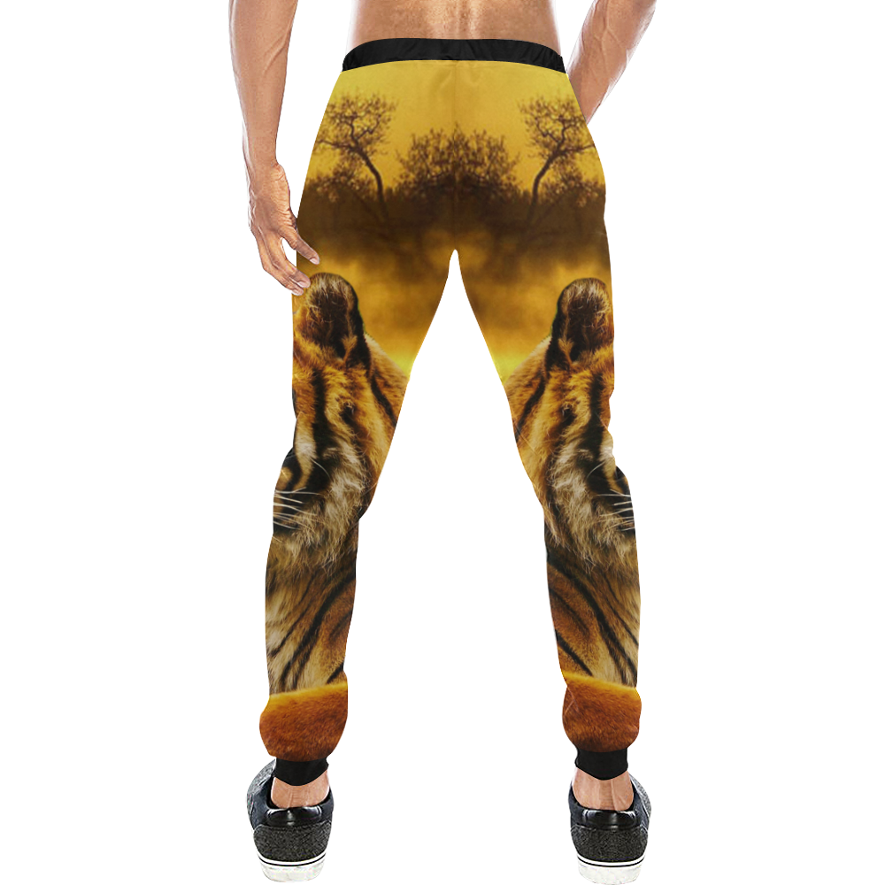Tiger and Sunset Men's All Over Print Sweatpants (Model L11)