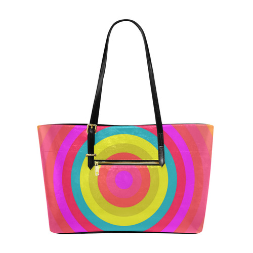 Pink Retro Radial Pattern Euramerican Tote Bag/Large (Model 1656)