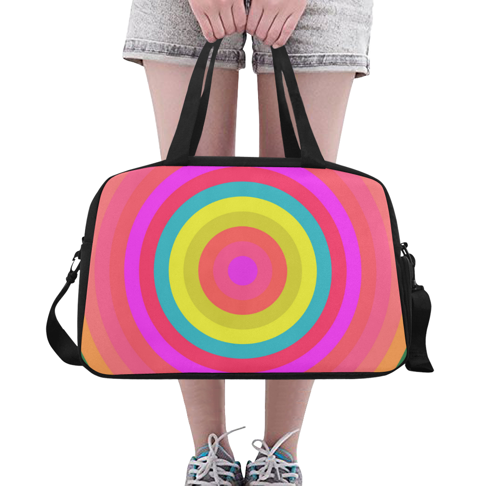 Pink Retro Radial Pattern Fitness Handbag (Model 1671)