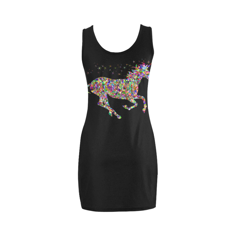 Womens Bodycon Sleeveless Dress Black Unicorn by Tell3People Medea Vest Dress (Model D06)