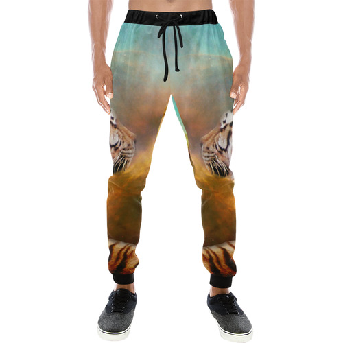 Tiger and Nebula Men's All Over Print Sweatpants (Model L11)