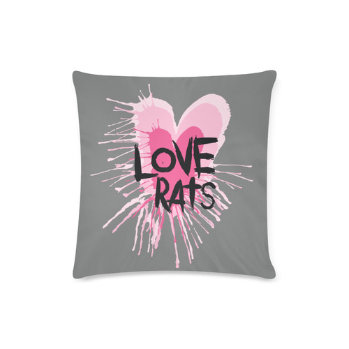 Love Rats Dark Grey Custom Zippered Pillow Case 16"x16"(Twin Sides)