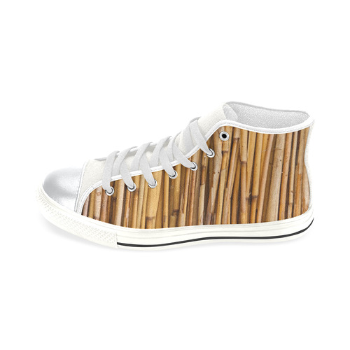 Kids Hi Tops High Top Shoes White Natural Bamboo High Top Canvas Shoes for Kid (Model 017)