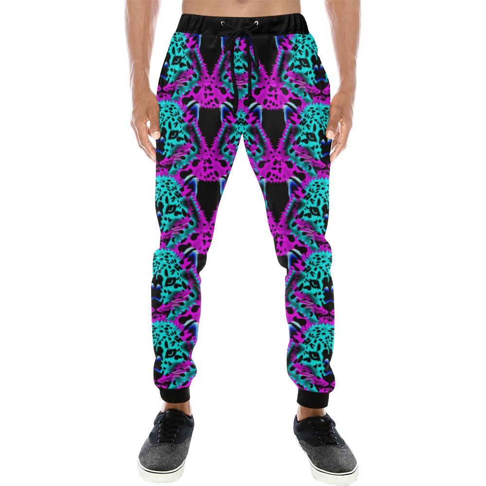 Rainbow Animals - Snow Leopard Men's All Over Print Sweatpants (Model L11)