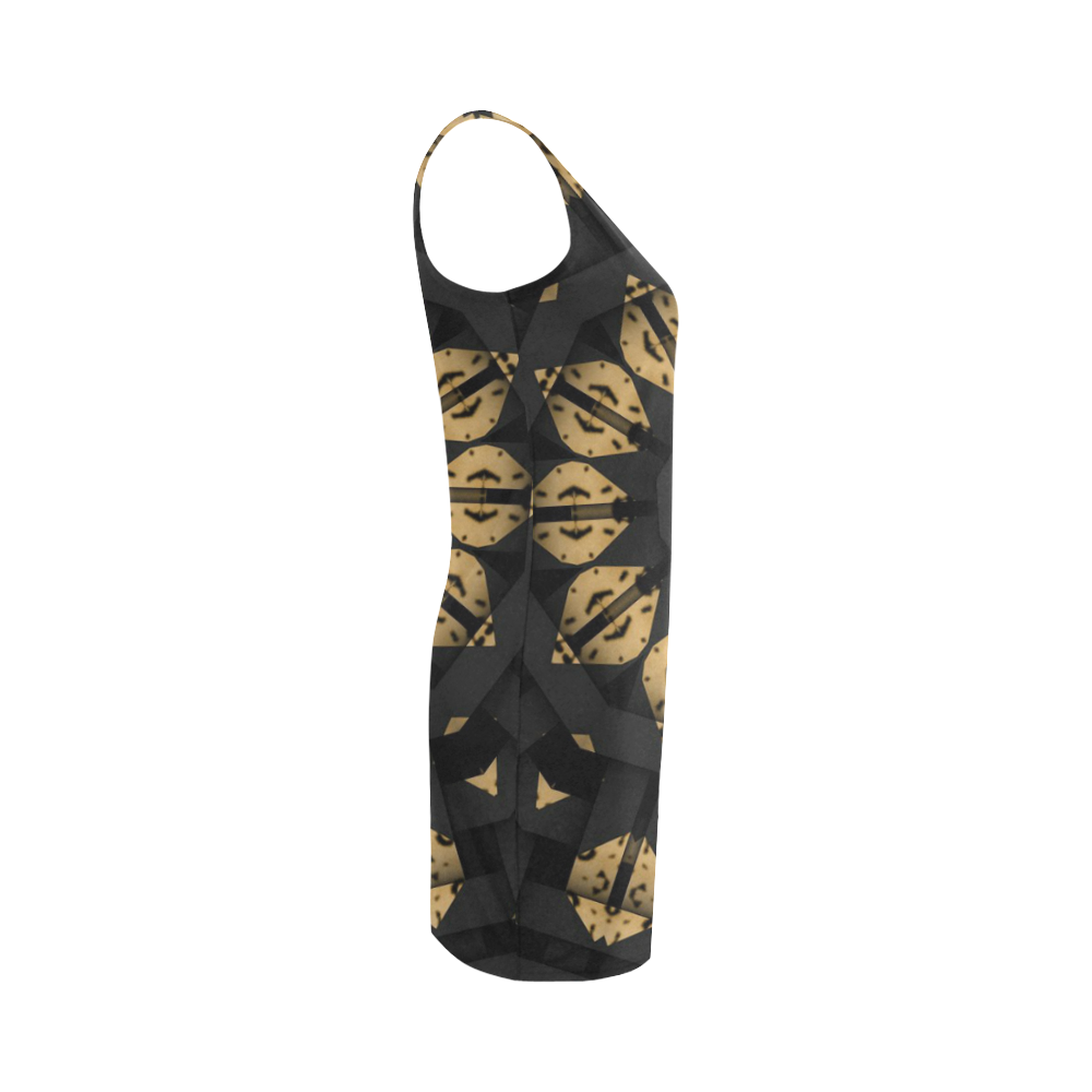 Womens Bodycon Sleeveless Dress Black Leopard Mandala Medea Vest Dress (Model D06)