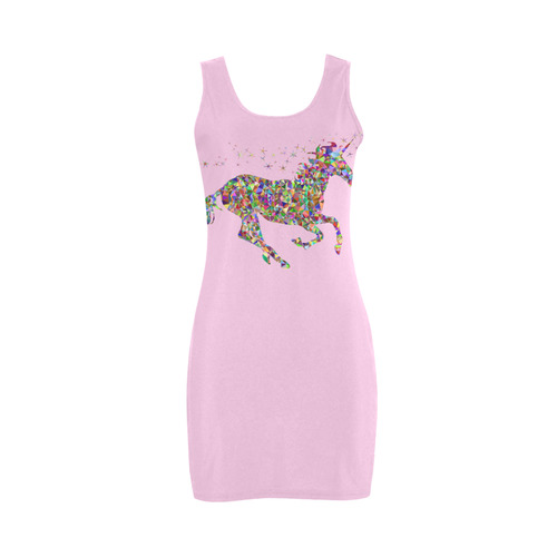 Womens Bodycon Sleeveless Dress Pink Unicorn by Tell3People Medea Vest Dress (Model D06)