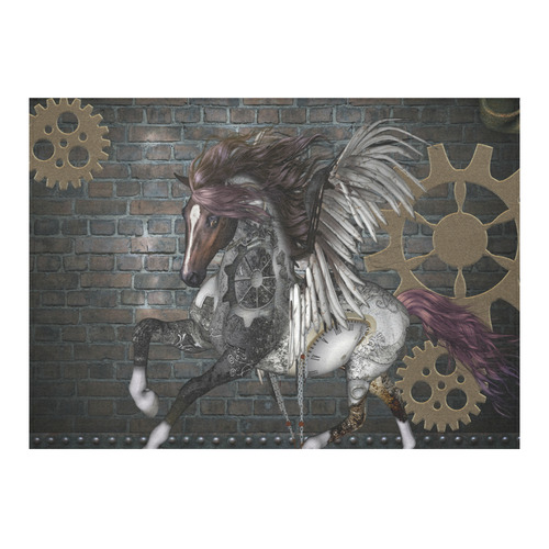 Steampunk, awesome steampunk horse with wings Cotton Linen Tablecloth 60"x 84"