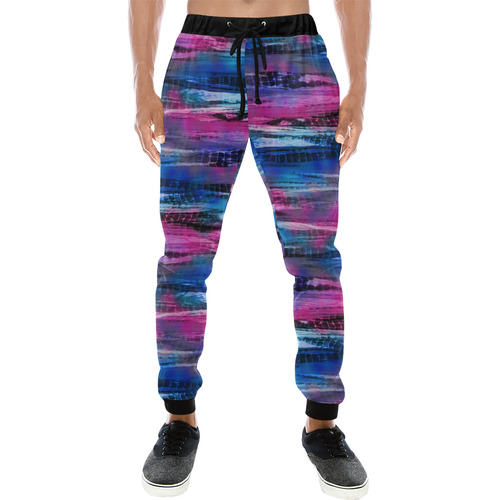 Blue N Pink Tie Dye Men's All Over Print Sweatpants (Model L11)