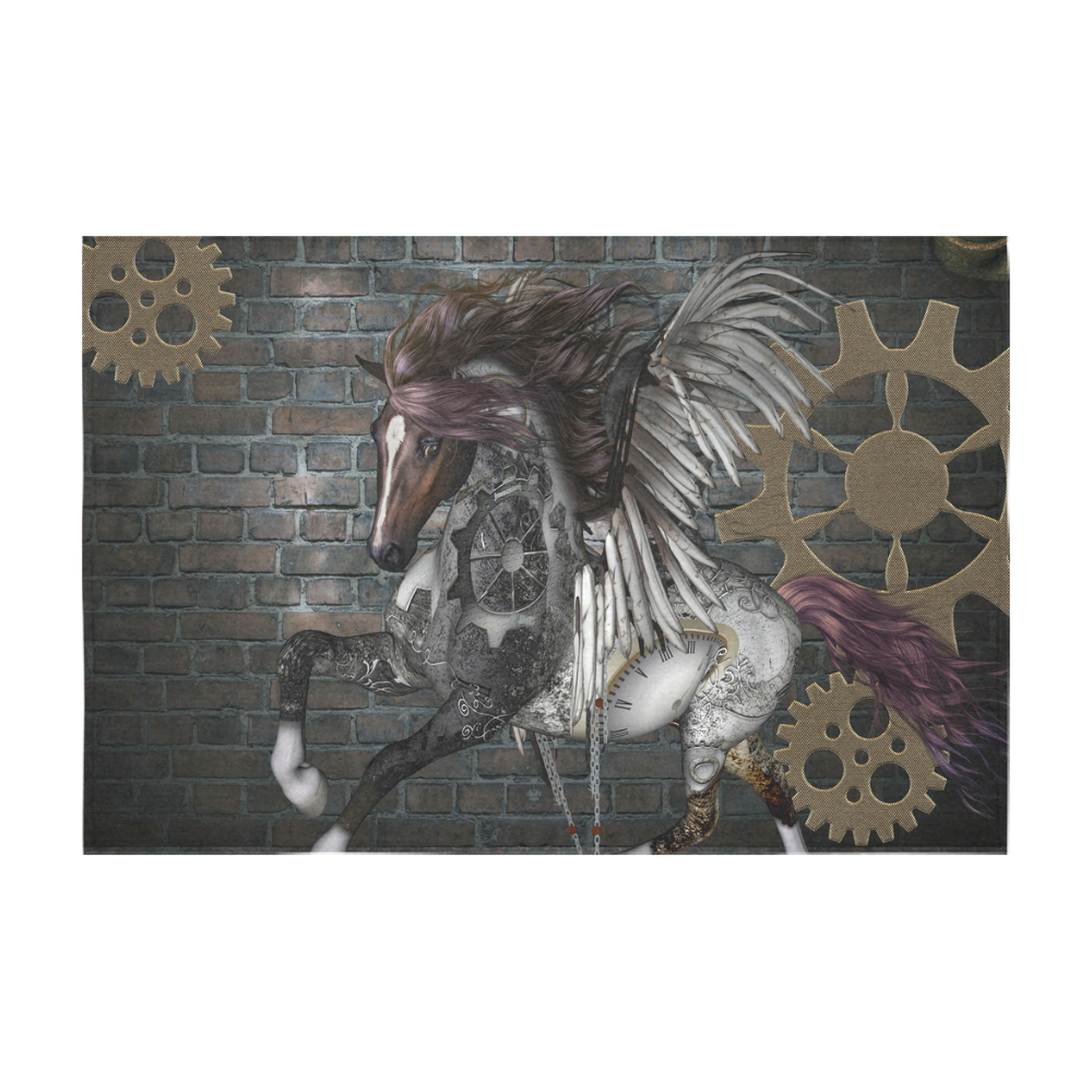 Steampunk, awesome steampunk horse with wings Cotton Linen Tablecloth 60" x 90"