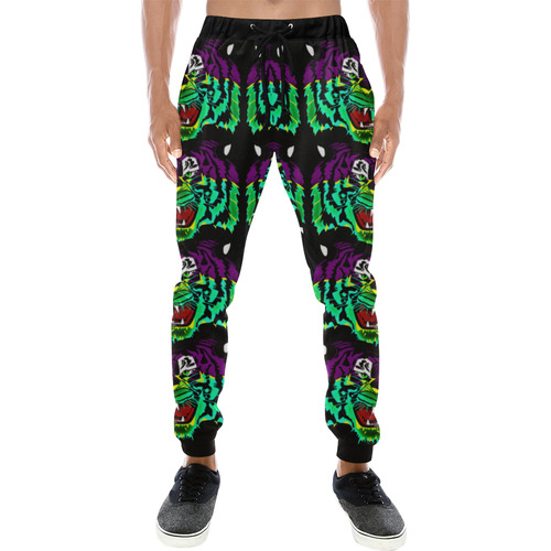 Rainbow Animals - Tiger purple Men's All Over Print Sweatpants (Model L11)