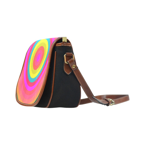 Pink Retro Radial Pattern Saddle Bag/Small (Model 1649)(Flap Customization)