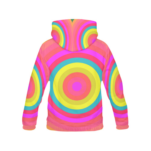 Pink Retro Radial Pattern All Over Print Hoodie for Women (USA Size) (Model H13)