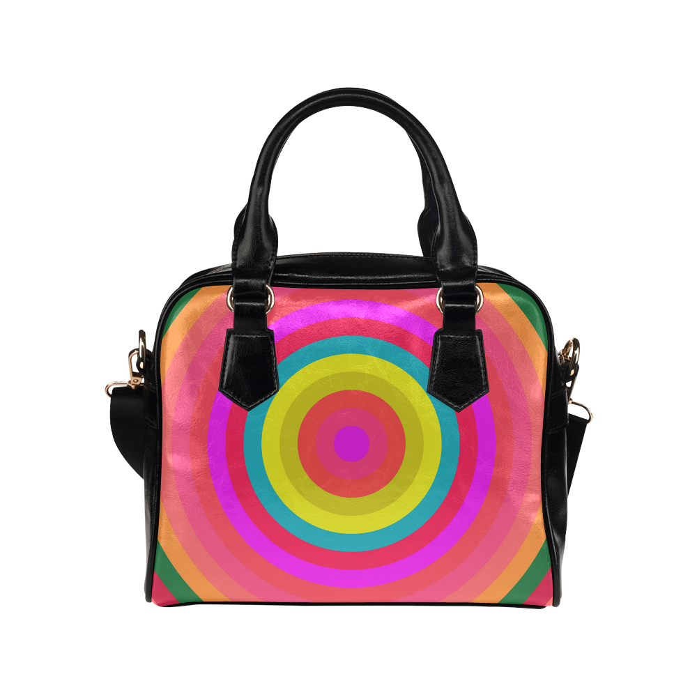 Pink Retro Radial Pattern Shoulder Handbag (Model 1634)