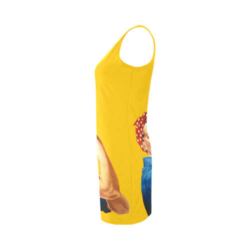 Womens Bodycon Sleeveless Dress Yellow Blue Girl Power by Tell3People Medea Vest Dress (Model D06)