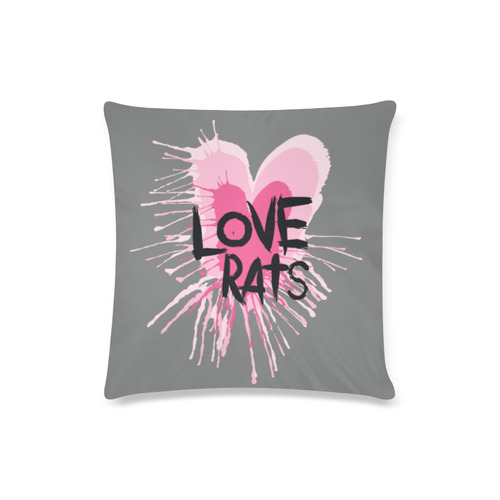 Love Rats Dark Grey Custom Zippered Pillow Case 16"x16"(Twin Sides)