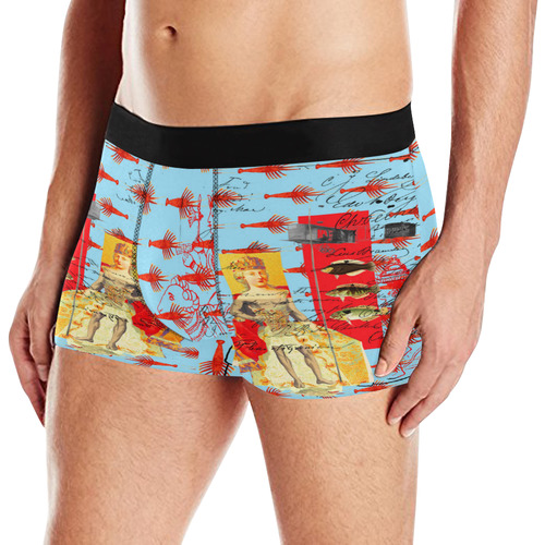 THE SHOWY PLANE HUNTER AND FISH IV Men's All Over Print Boxer Briefs (Model L10)