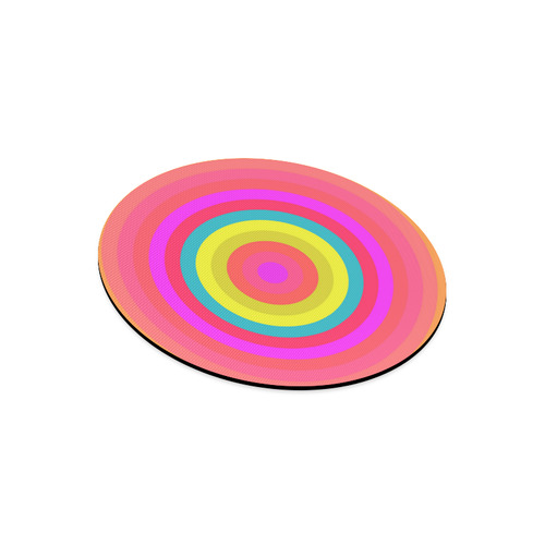 Pink Retro Radial Pattern Round Mousepad