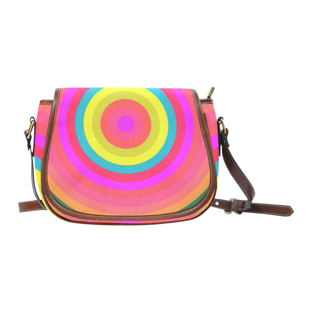Pink Retro Radial Pattern Saddle Bag/Small (Model 1649) Full Customization