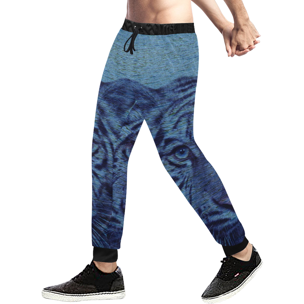Tiger and Water Men's All Over Print Sweatpants (Model L11)