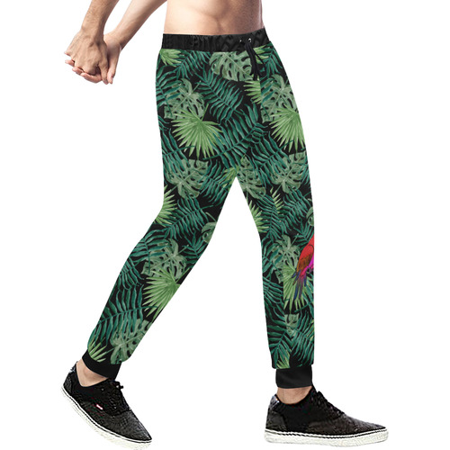Parrot And Leaves Men's All Over Print Sweatpants (Model L11)