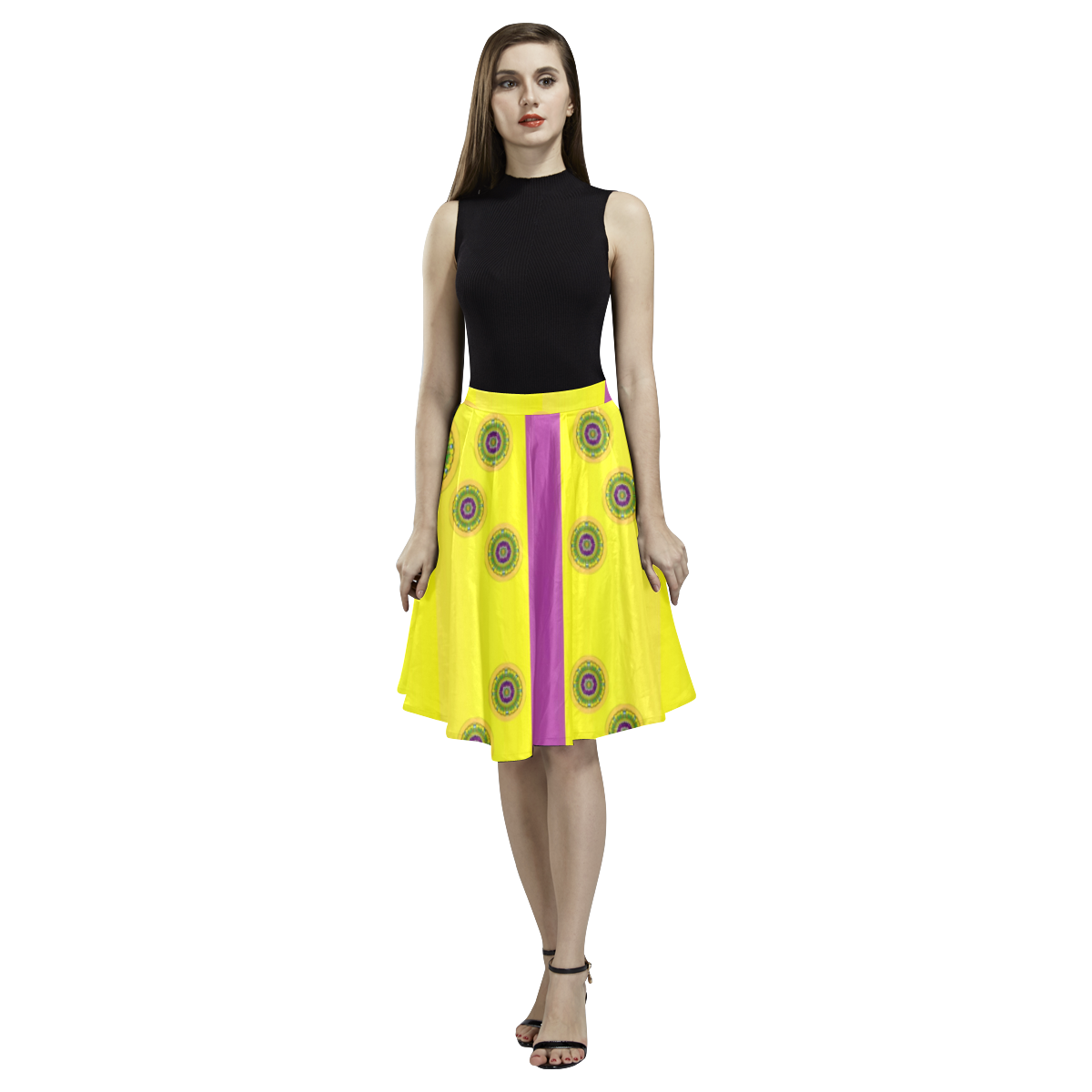 meditative stars in the decorative festive Melete Pleated Midi Skirt (Model D15)