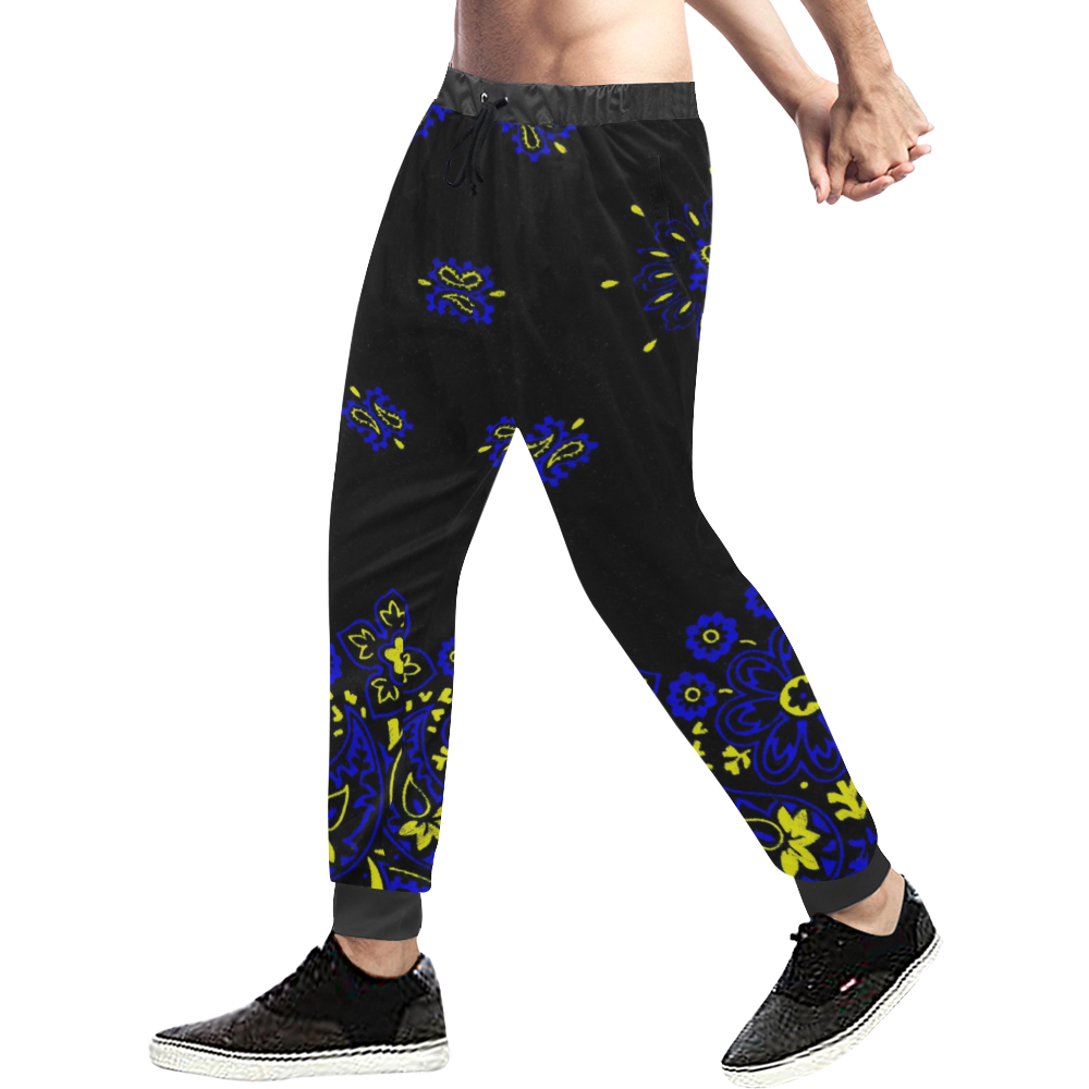 blue yellow bandana version 1 Men's All Over Print Sweatpants (Model L11)