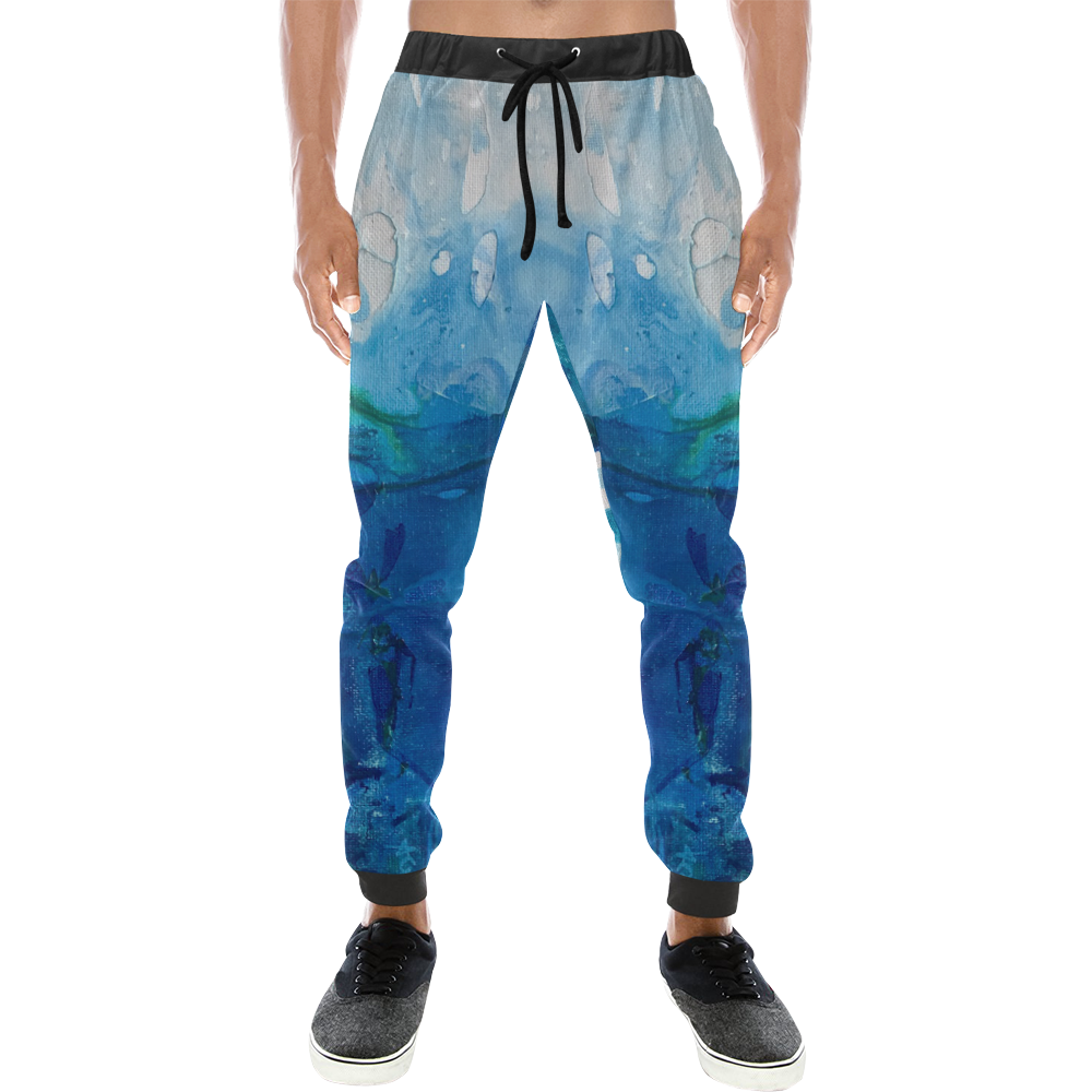 Blue and Green Men's All Over Print Sweatpants (Model L11) | ID: D2204804