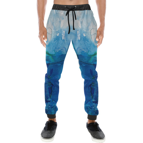 Blue and Green Men's All Over Print Sweatpants (Model L11)