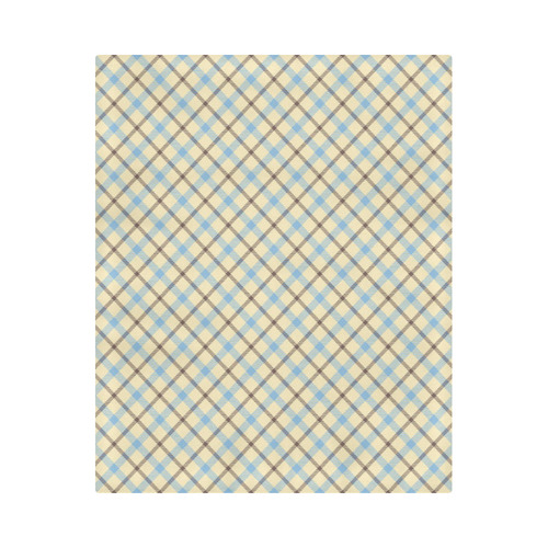 Plain plaid in cream, brown and baby blue Duvet Cover 86"x70" ( All-over-print)