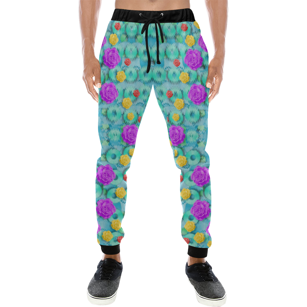 Season for roses and polka dots Men's All Over Print Sweatpants (Model L11)