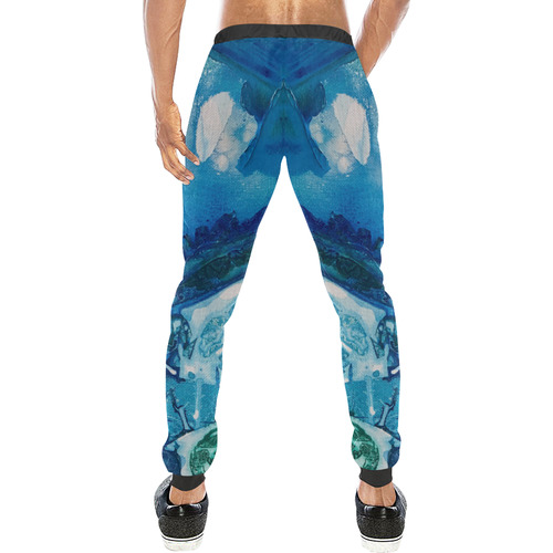 Blue and Green Men's All Over Print Sweatpants (Model L11)