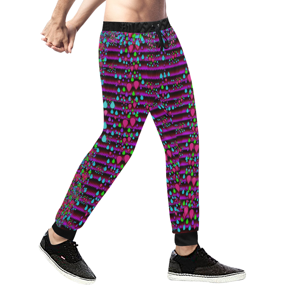 Raining rain and mermaid shells Pop art Men's All Over Print Sweatpants (Model L11)