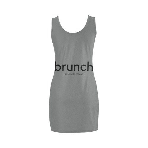 Womens Bodycon Sleeveless Gray Brunch Breakfast Lunch by Tell3People Medea Vest Dress (Model D06)