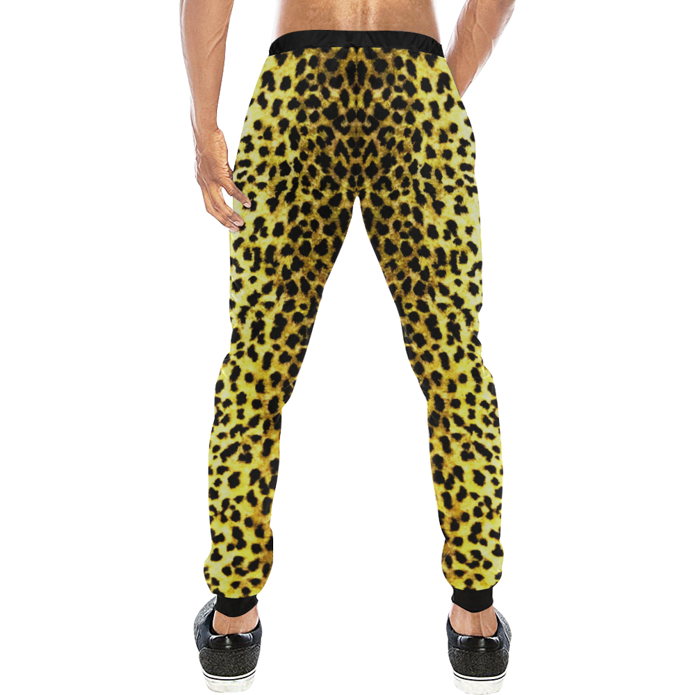 LEOPARD faux fur animal print Men's All Over Print Sweatpants (Model L11)