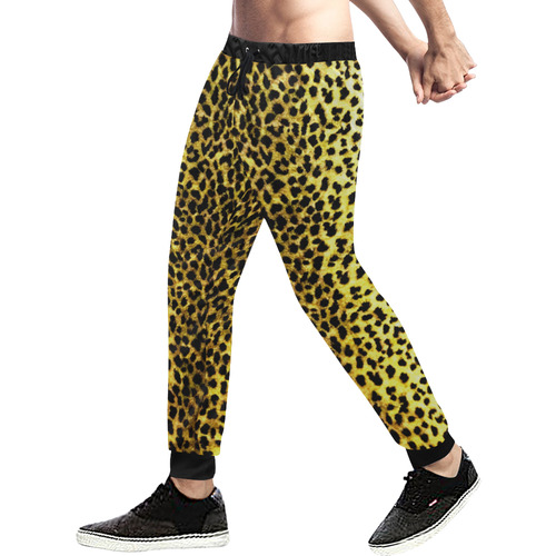 LEOPARD faux fur animal print Men's All Over Print Sweatpants (Model L11)