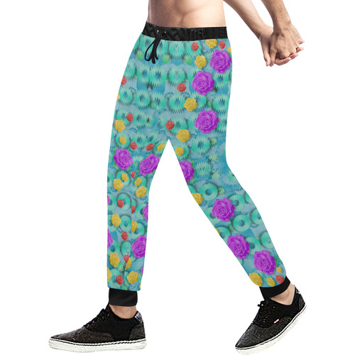 Season for roses and polka dots Men's All Over Print Sweatpants (Model L11)