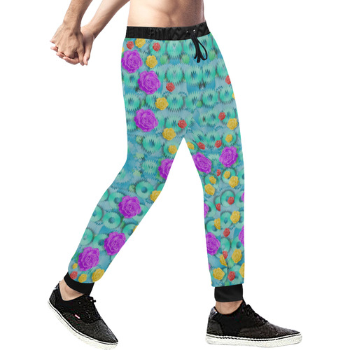 Season for roses and polka dots Men's All Over Print Sweatpants (Model L11)