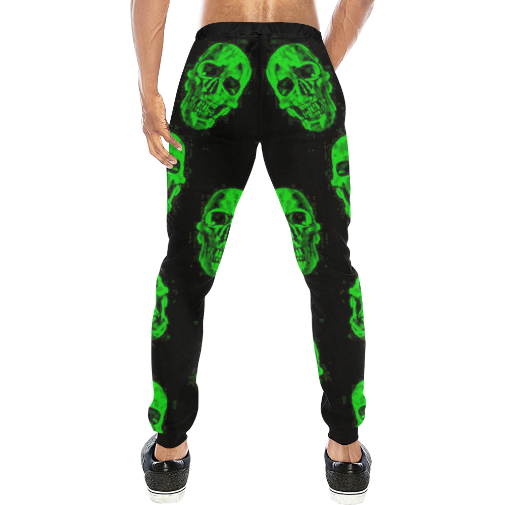 Hot Skulls, green by JamColors Men's All Over Print Sweatpants (Model L11)