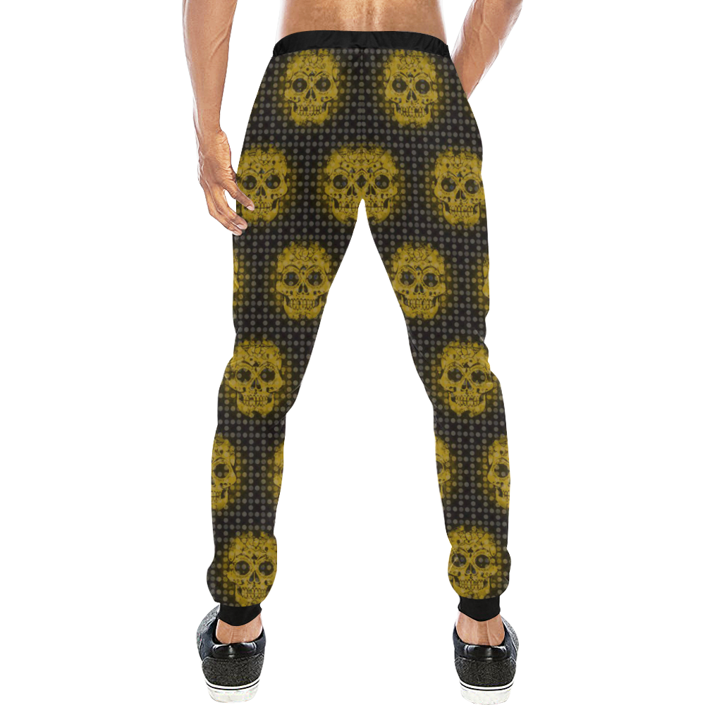 skulls and dotts,golden by JamColors Men's All Over Print Sweatpants (Model L11)