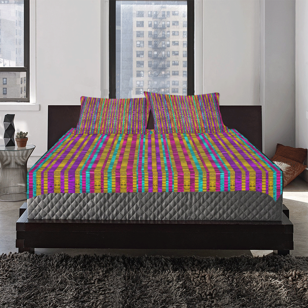 Star fall in  retro peacock colors 3-Piece Bedding Set