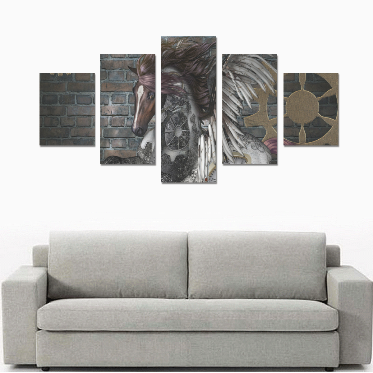 Steampunk, awesome steampunk horse with wings Canvas Print Sets B (No Frame)