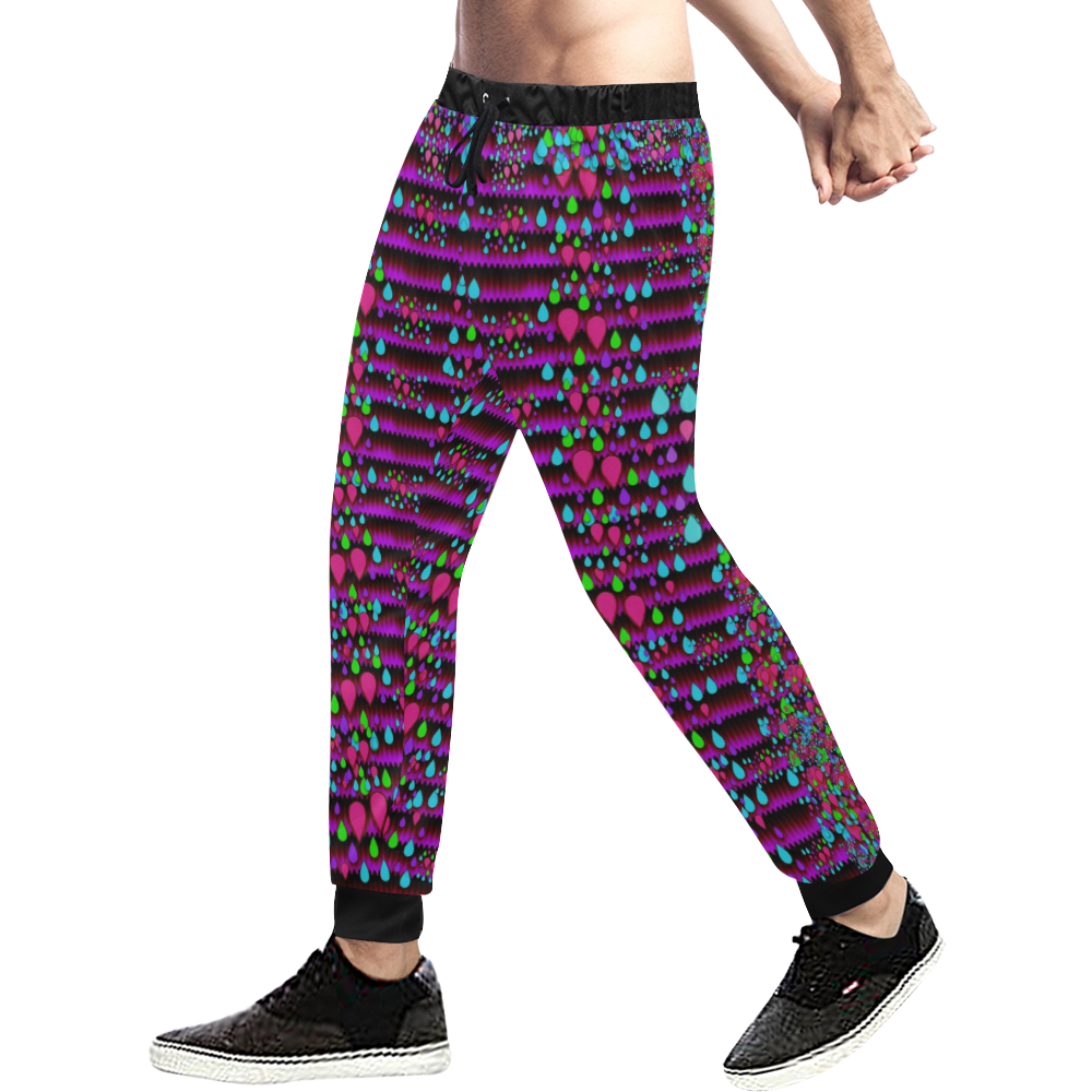 Raining rain and mermaid shells Pop art Men's All Over Print Sweatpants (Model L11)