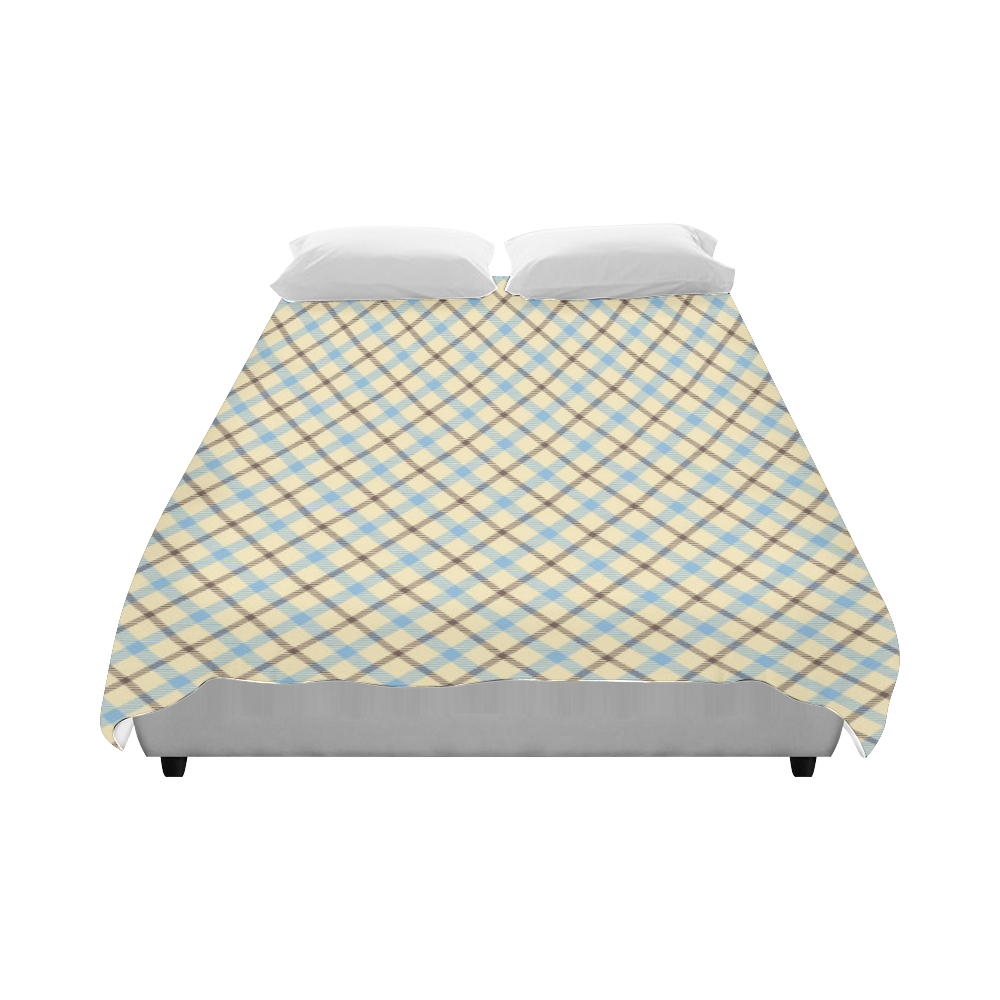 Plain plaid in cream, brown and baby blue Duvet Cover 86"x70" ( All-over-print)