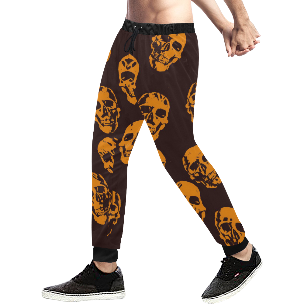 Hot Skulls,orange by JamColors Men's All Over Print Sweatpants (Model L11)